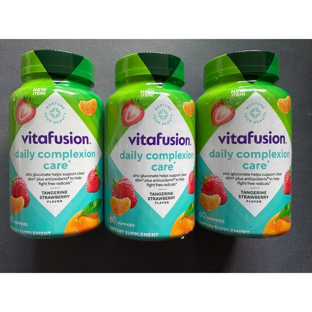 Vitafusion Daily Complexion Care Gummies Tangerine Strawberry 60ct 3 Pack Zinc